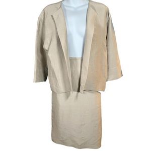 Eileen fisher taupe silk skirt & blazer set size M
